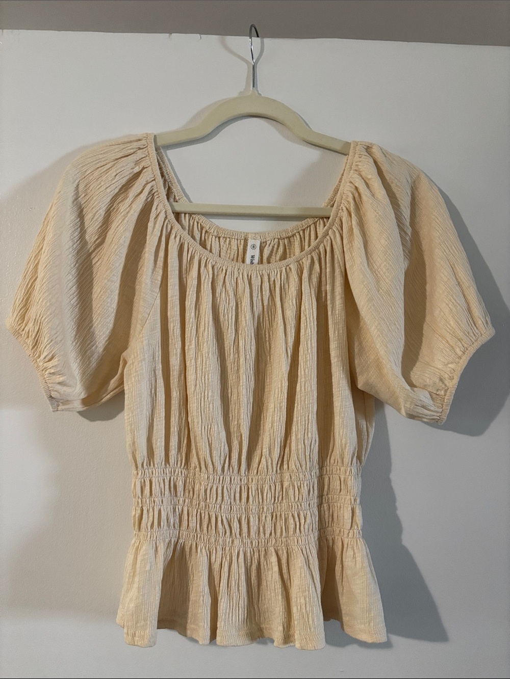 Wishlist Cream Gauze Peasant Top
